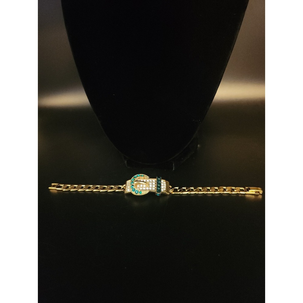 Vintage JBK Camrose & Kross Jackie Kennedy Rhinestone Buckle Link Bracelet